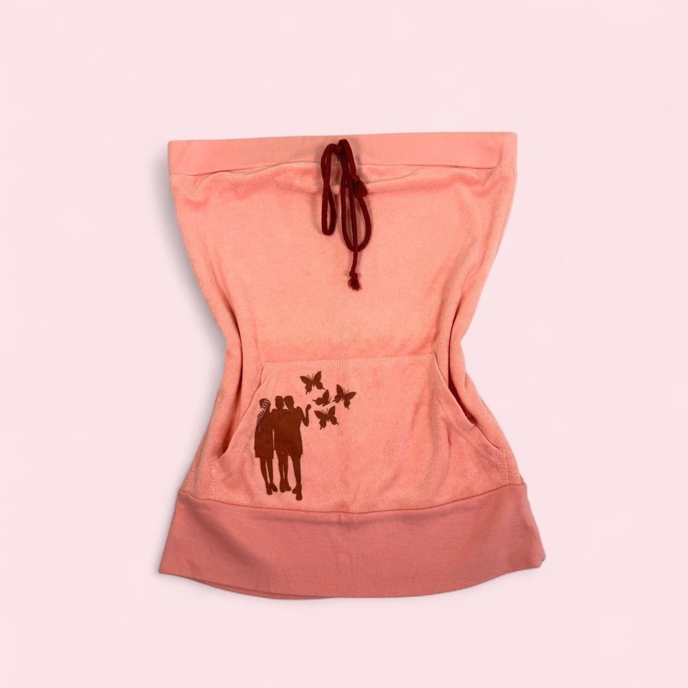 Vintage y2k salmon colour terrycloth tube top